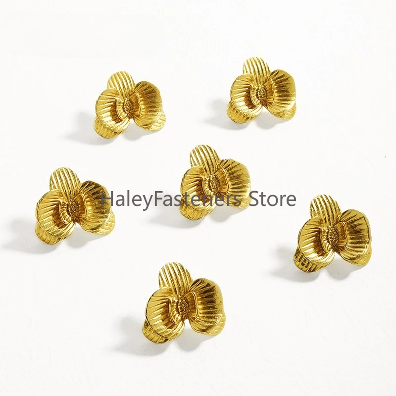 4 PCS Creative Gold Flower Brass Cabinet Handles Single Hole Drawer Knobs Home Decor Dresser Wardrobe Pulls For Children's Room