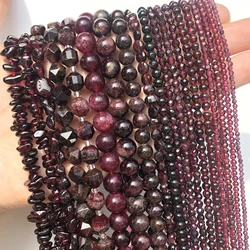 Natural Garnet Gem Stone Beads Irregular Round Faceted Loose Spacer Waist Beads for DIY Jewelry Making Bracelet Handmade