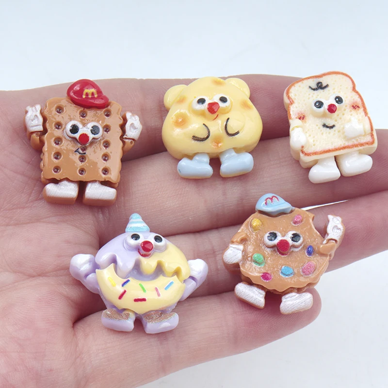 10/100pcs Cartoon Kawaii Walk Food Biscuits Series Flat Back Resin DIY Scrapbooking Cabochons Decoration handmade Accessories