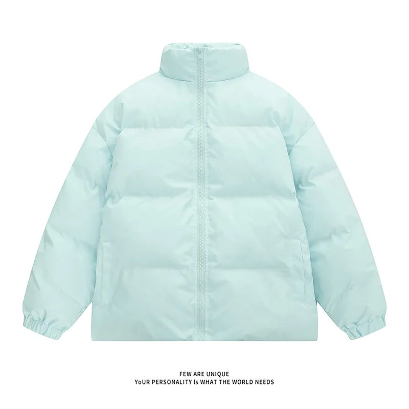 Winter Solid Color Cotton Jacket Simple New Trendy Stand-Up Collar Bread Suit Unisex Loose And Warm Plus-Size Cotton Outerwear