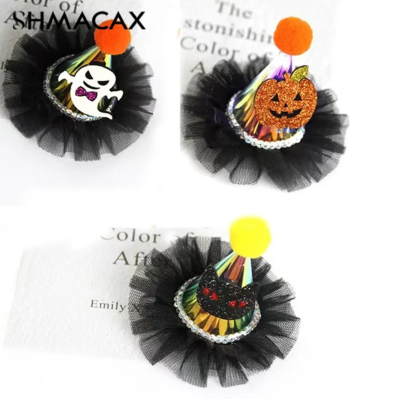 Halloween Haarclip Decoratie Flash Lamp Kant Hoed Haarspeld Halloween Decoratie Feest Haar Decor