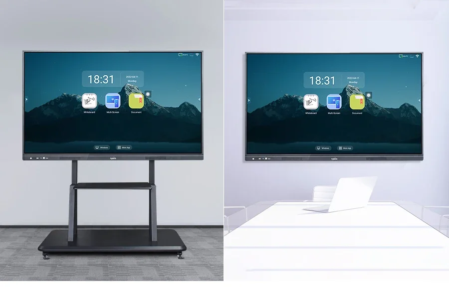 Digital Interactive Flat Panel กระดานไวท์บอร์ดอัจฉริยะ 4K HD 65 75 นิ้วจอแสดงผล LCD การประชุมบอร์ดแบบโต้ตอบอิเล็กทรอนิกส์สําหรับโรงเรียน