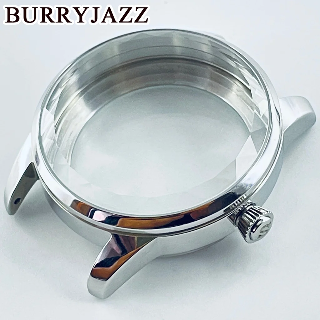BURRYJAZZ 33mm For NH35 NH36 Movement Transparent Backcover Case Ladies Women's Lace Glass Design Cocktail Stainless Watch Case