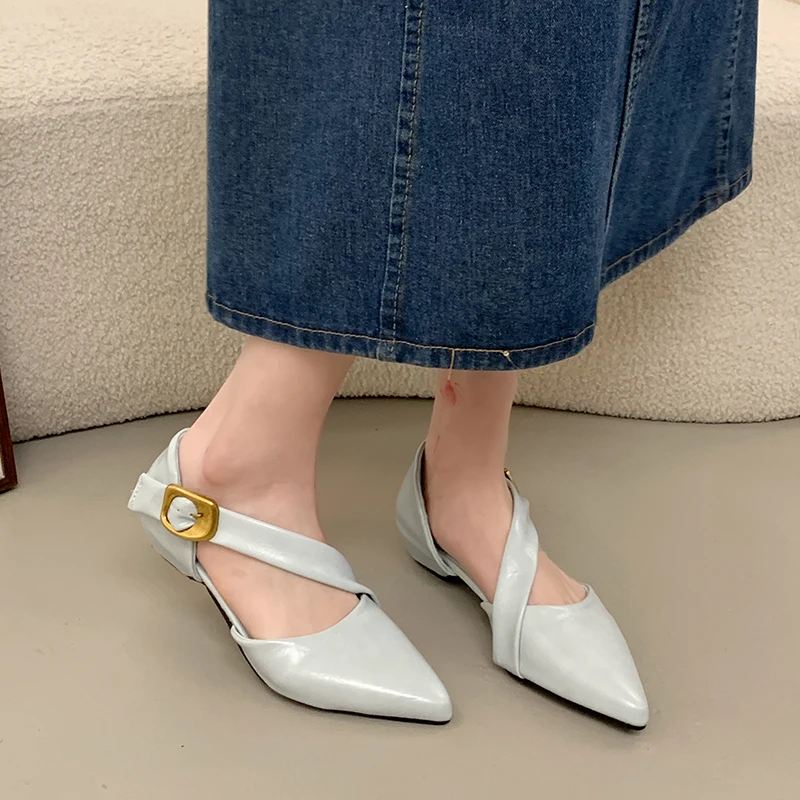 

Designer Summer Thick Heel Women Sandals Sexy Pointed Toes Soft Sole Shoes Elegant Party Dress Female Commuter Sandalias，35-40