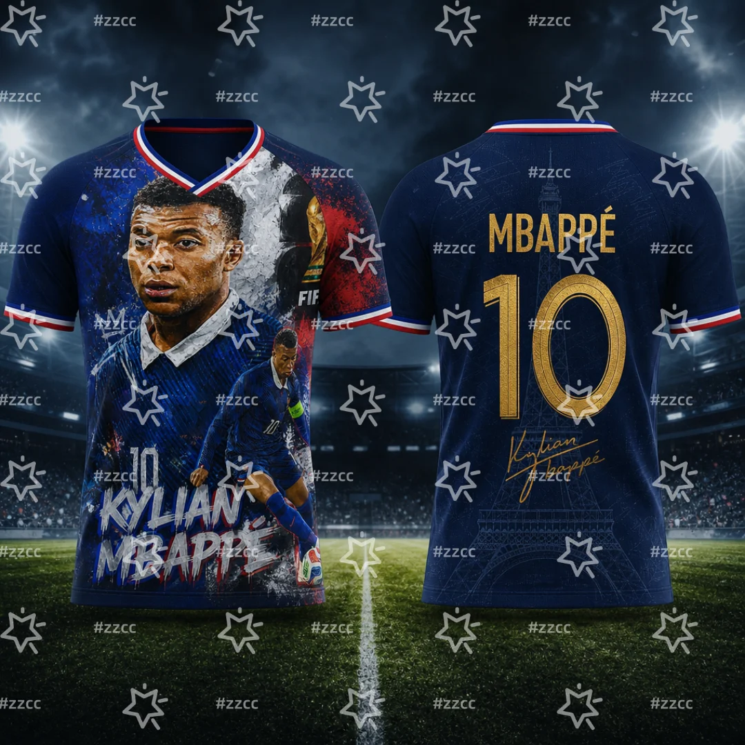 2026 France Kylian Mbappé Football Jersey Soccer Kit Summer Sports Men's T-Shirt Kid's Clothing Tee Woman Cycling Jersey view 2
