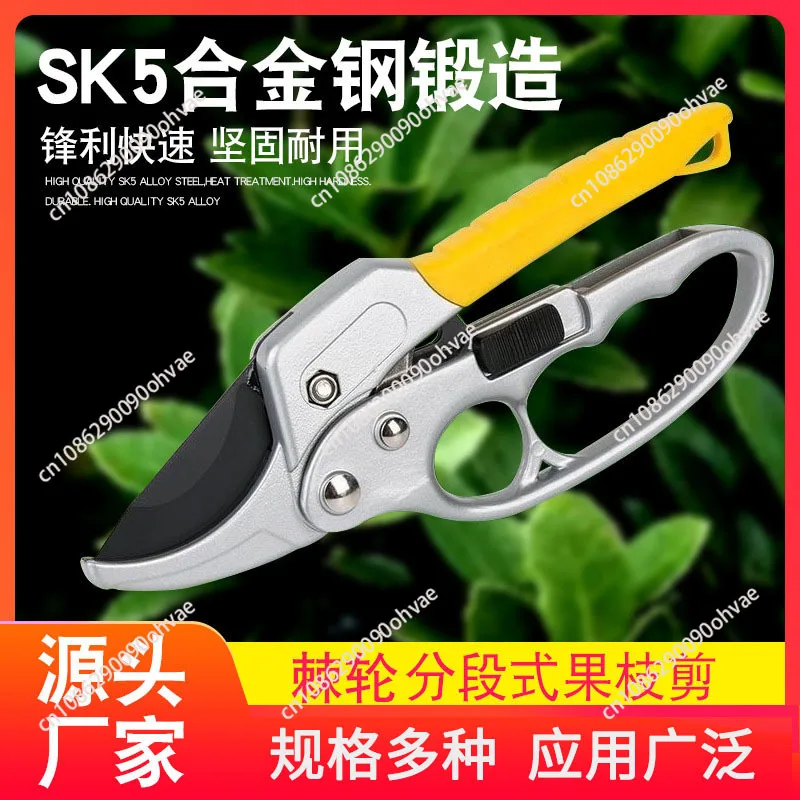 

Садовый секатор SK-85 из легированной стали с 3-кратным рычажным механизмом для тяжелых работ по обрезке ветвей плодовых деревьев