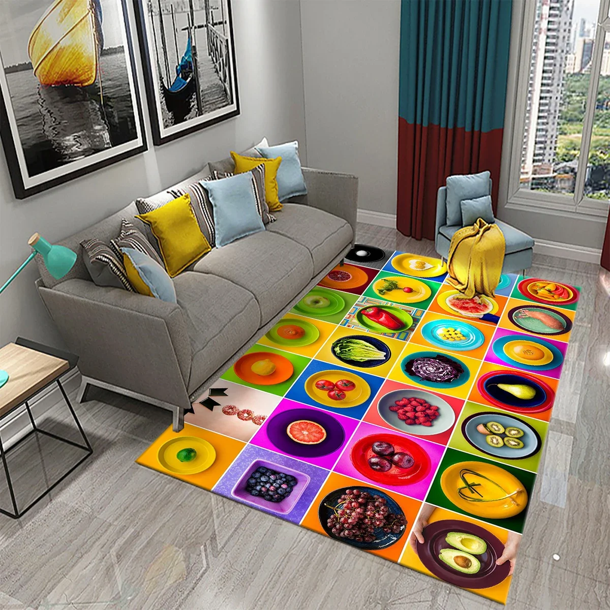 Vegetable Carpet Green Healthy Food Rug Colorful Printed Rectangle Area Rugs Yoga Mats Bedroom Living Room Decor Soft Door Mat