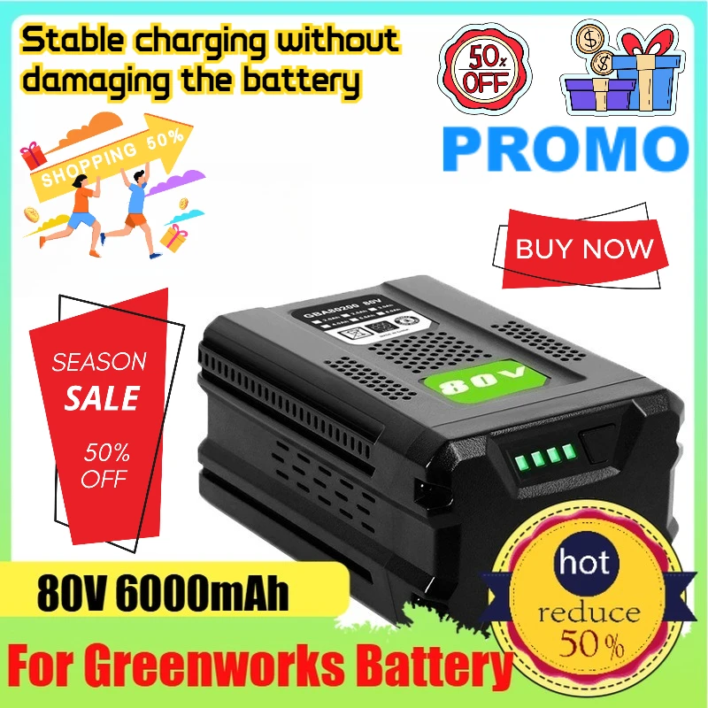 

6000mAh For Greenworks 80V 20 - Cell Power Tools A Universal Battery