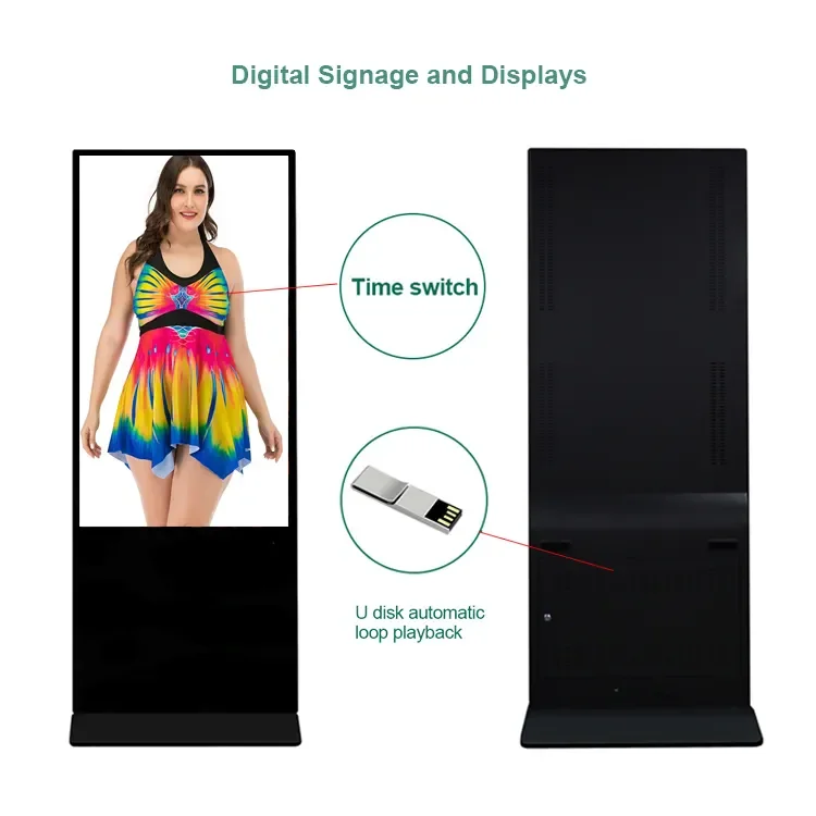 2022 Hot Selling Good Price High Brightness Mobile Lcd Advertising Display Screen 55 Inch Indoor Floor Standing Digital Signage