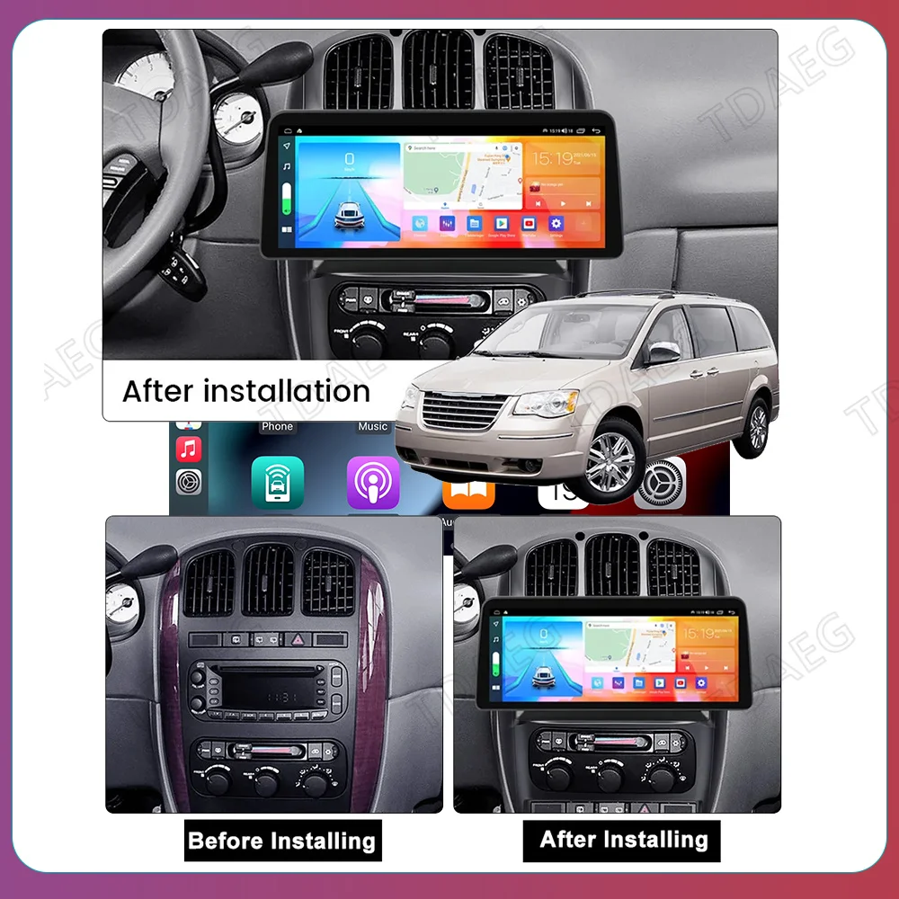 12.3'' QLED For Dodge Caravan 4 For Chrysler Voyager RG RS Town & Country RS 2000-2007 Android 13 Car Radio Mutimedia Player GPS