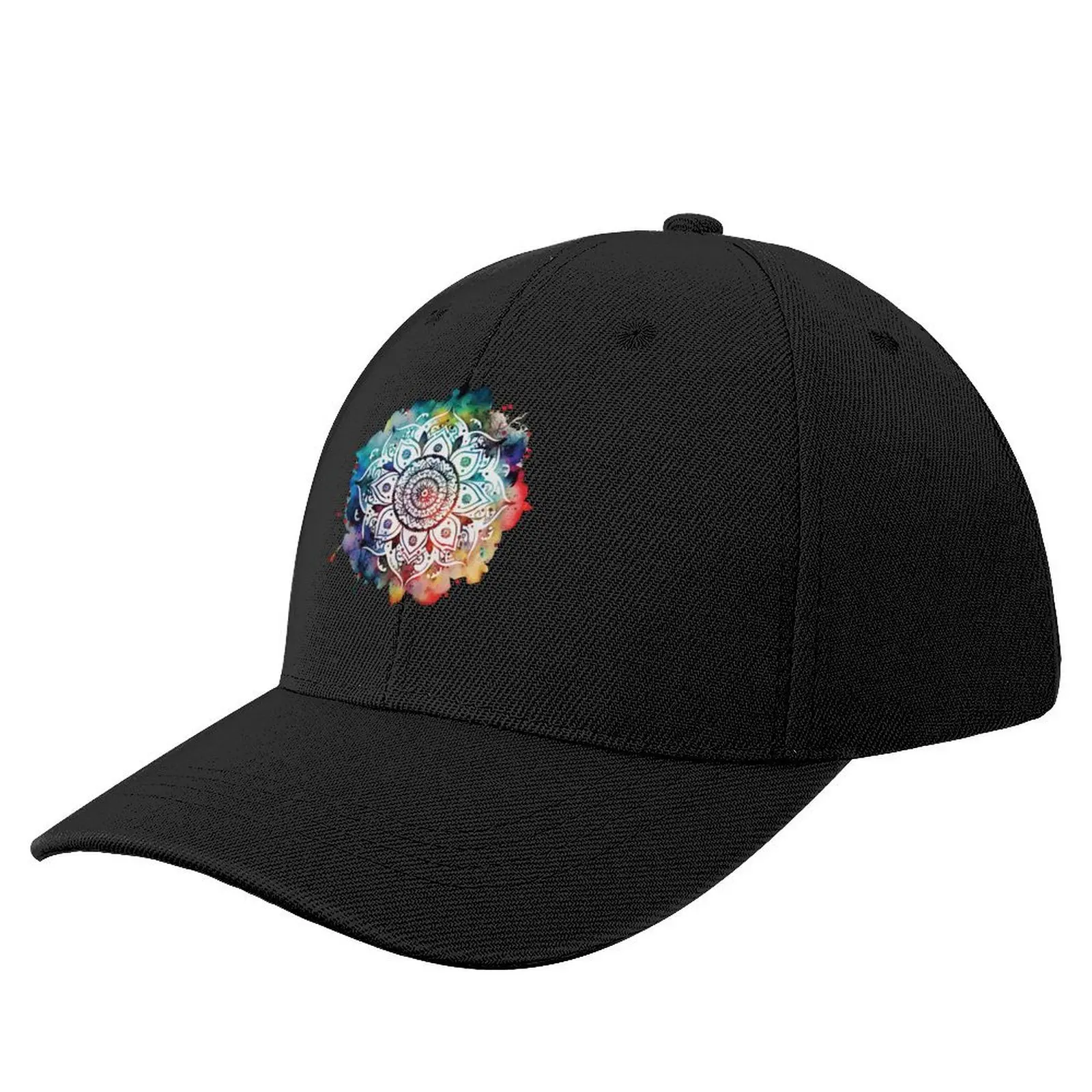 

A Stencil Boho Mandala with Watercolor Background - Sacred Space Mandalas Collection Baseball Cap Mountaineering Girl Men's