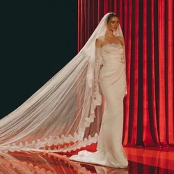 2024 Elegant Women's Bridal Dresses Satin Pleated Mermaid Lace Long sleeved Princess Wedding Dress Formal Beach Party Vestidos