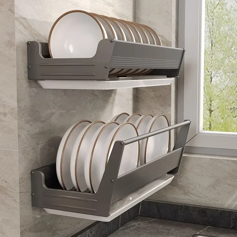 

Bowl Plate Drying Shelf Portable Kitchen Organizer Wall Mounted Dish Drainer Rack Kitchen Storage Shelves Tableware