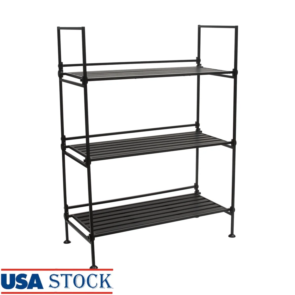 

3 Tier Freestanding Storage Shelf Unit Sturdy Adjustable Indoor Organizer Easy Assembly Space Saving Home Office Bathroom