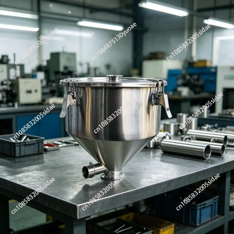 316 304 Food Grade Stainless Steel Funnel Large Mouth Sanitary Hopper with Sealing Lid for Kitchen, Brewing Industrial Filling
