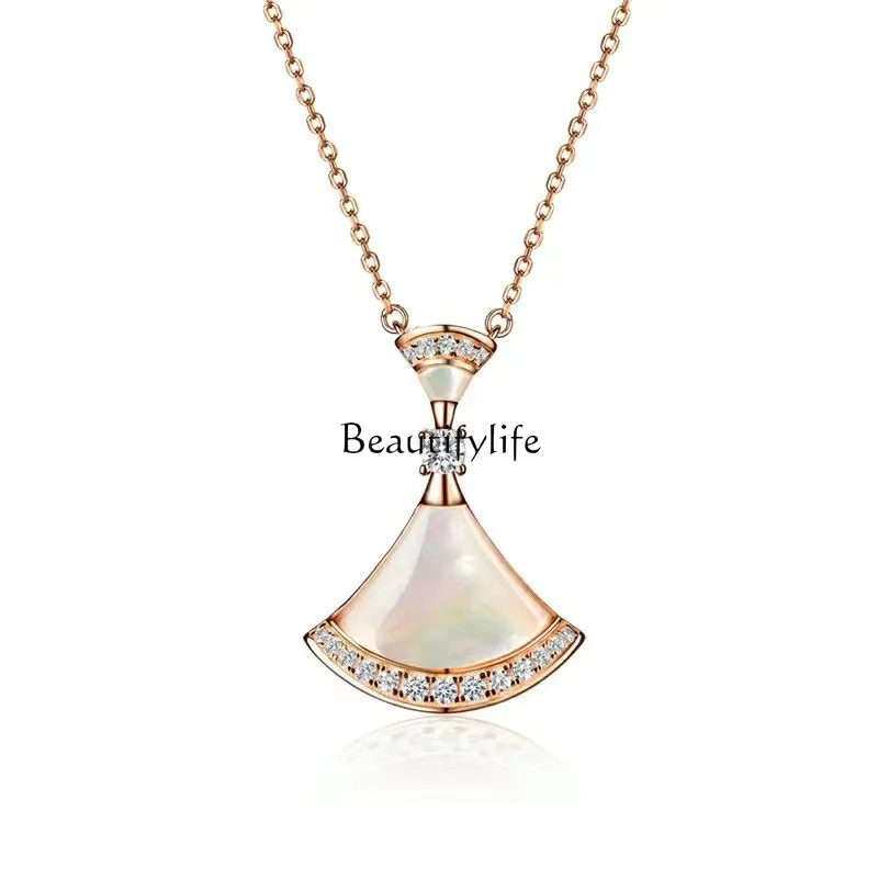 

High version double-layer small skirt rose gold fan pendant women's pendant live broadcast supply wholesale