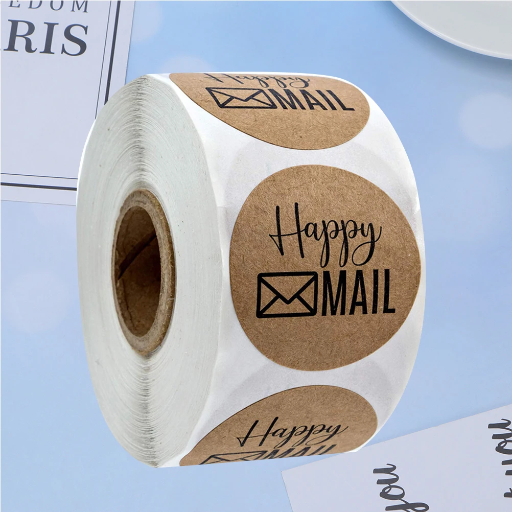 Kraft Paper Stickers Wrapping Round Gift Baking Packing Label Self-adhesive DIY