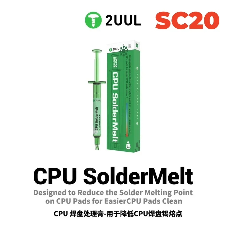 2UUL SC20 CPU SolderMelt Reduce Solder Paste Temperature for Protecting CPU Pads Mainboard IC Chips Soldering/cleaning Repair