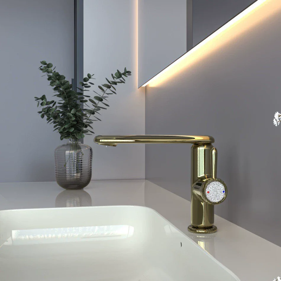 

New Basin Faucet Hot Cold Bathroom Rotation Sink Mixer Brass White Gold Brass Single Lever Luxury Lavatory Tap