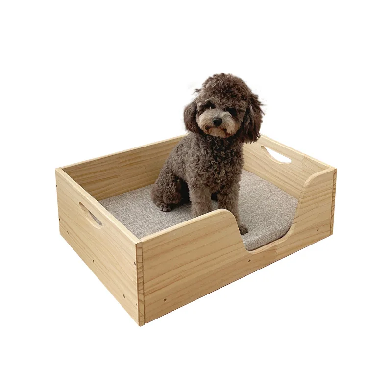 

Cute pet box bed, pregnant dog cat nest, solid wood winter warm breeding