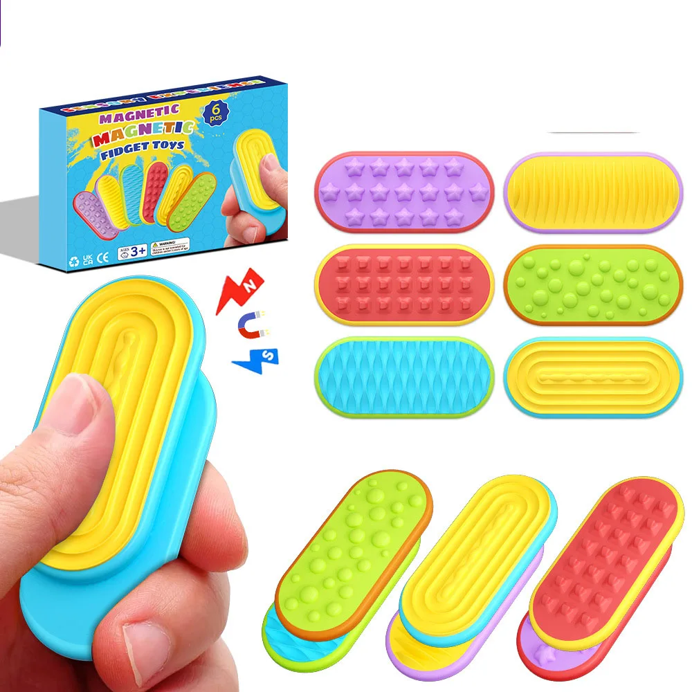 6/12/18 Stück Texturierte Silikon-Sensorik-Magnetschieber Stressabbau-Spielzeuge Quetsch-Neuheiten-Spielzeug Squishy-Spielzeug Antistress Stressabbau – Detail 1