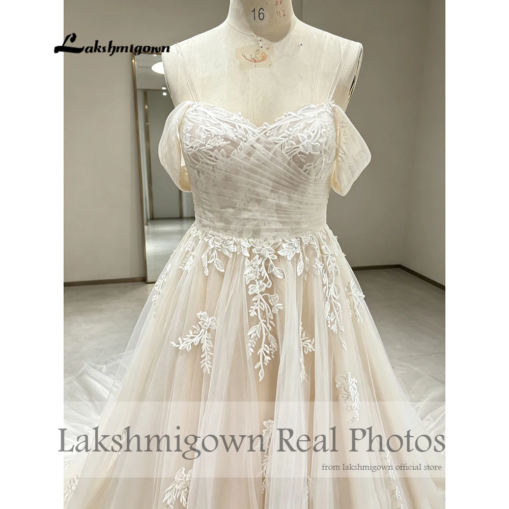 Lakshmigown Bridal Boho Champagner Hochzeitskleid 2027 Schulterfrei Damen Kirchenhochzeitskleid Sweetheart-Spitze Maßanfertigung – Detail 7