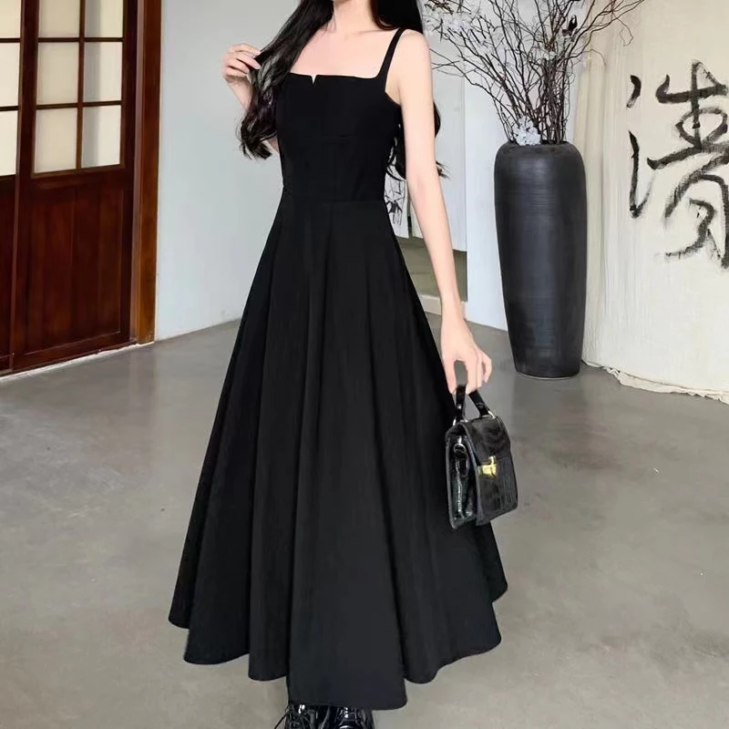 Black Sexy Backless Slip Dress Y2K Summer Streetwear Sleeveless Casual A Line Dress Female Korean Fashion Party Vestidos New