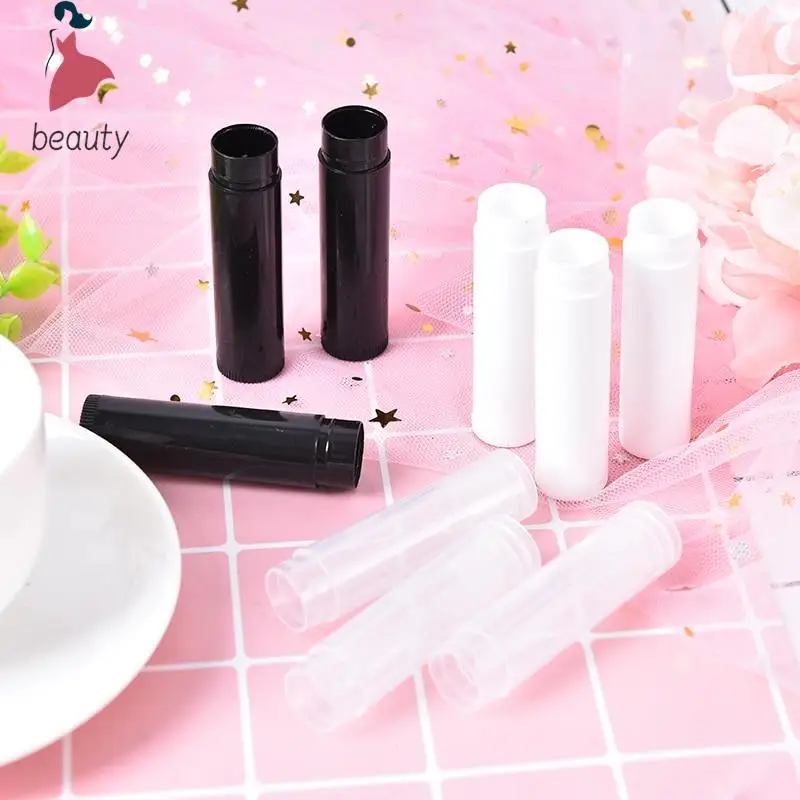 100pcs Clear Black White Balm Tube Container With Cap Cosmetic Sample Container 5ml Diy Empty Lipstick Bottle Lip Gloss Tube Lip