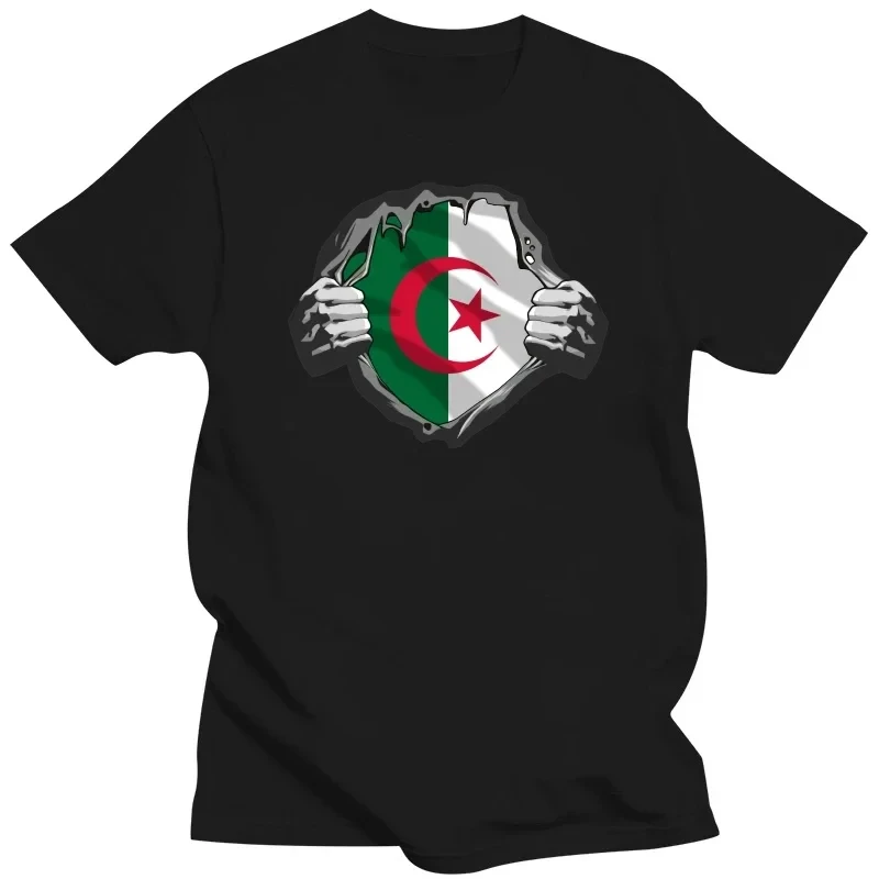 Camisetas divertidas de Argelia con estampado de bandera argelina, ropa de calle de algodón, manga corta, regalos de cumpleaños,