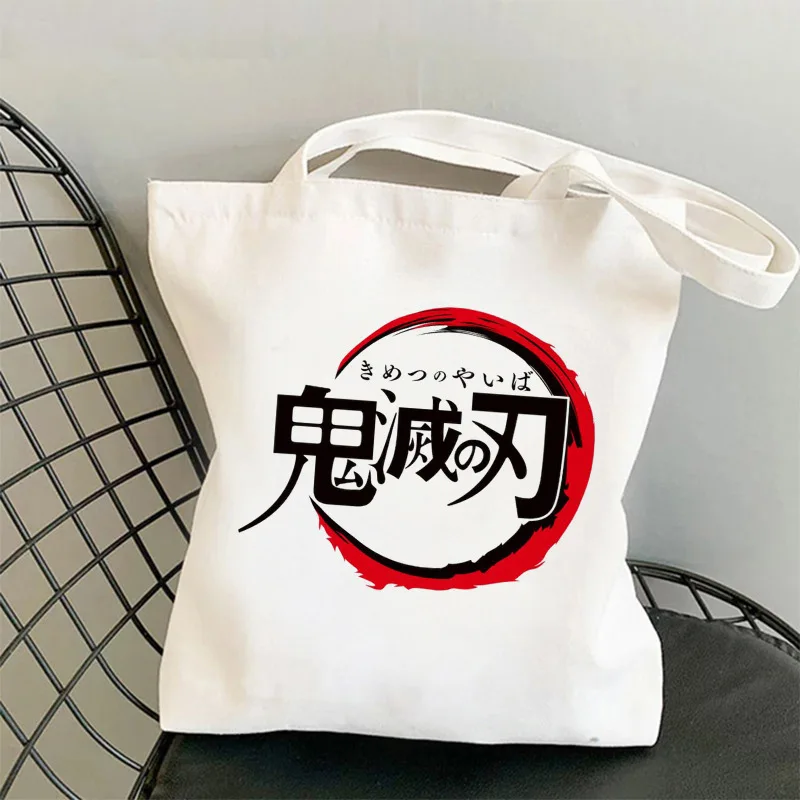 Fashion Demon Slayer Anime Printing Ladies Handbag Canvas Casual Shoulder Bag Eco Large Capacity Shopping Bag Schoolbag