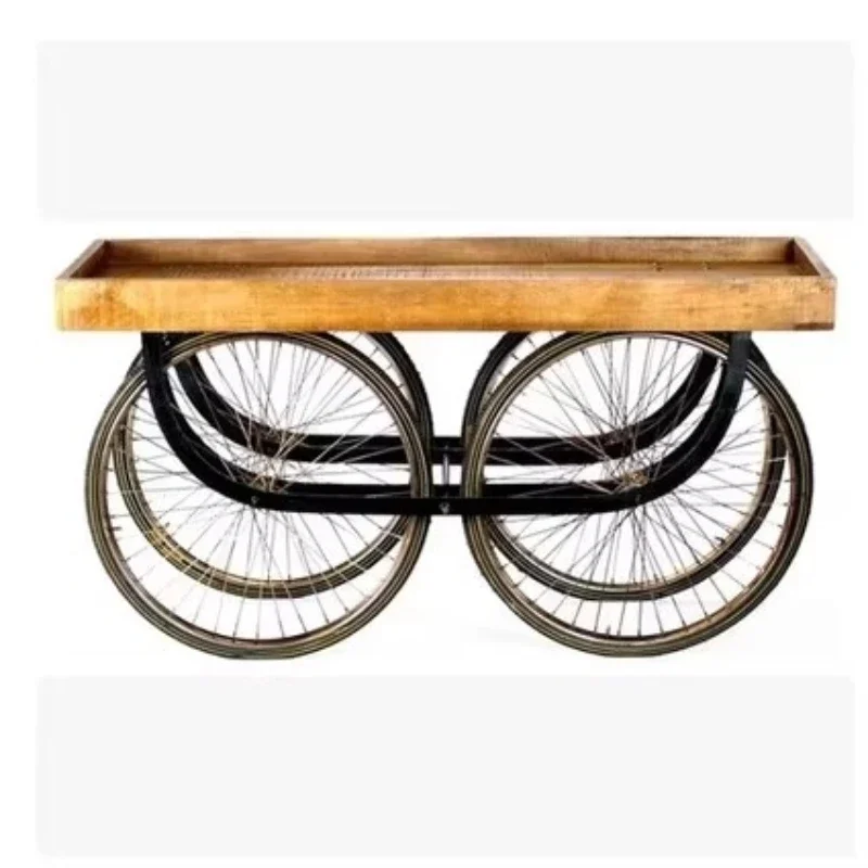 

American country wrought iron dining cart fruit shelf fruit display stand European dining cart dining cart retro solid wood