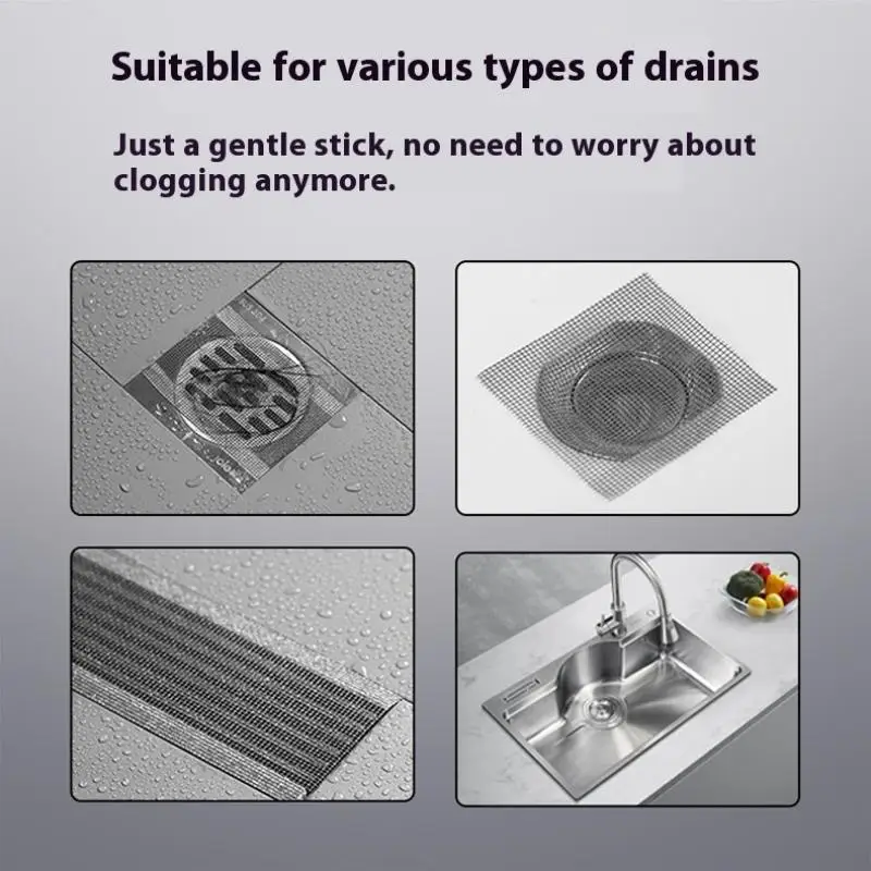 

Self-Adhesive Floor Drain Stickers Cutable Shower Drain Hair Catcher Disposable Mesh Sink Strainer Filter Screen Sticker