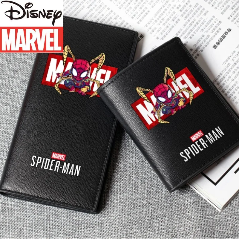 Cartera de mano de Disney Marvel Spider-Man para hombre, Cartera de estudiante de marca de lujo, ranura para múltiples tarjetas, gran capacidad,