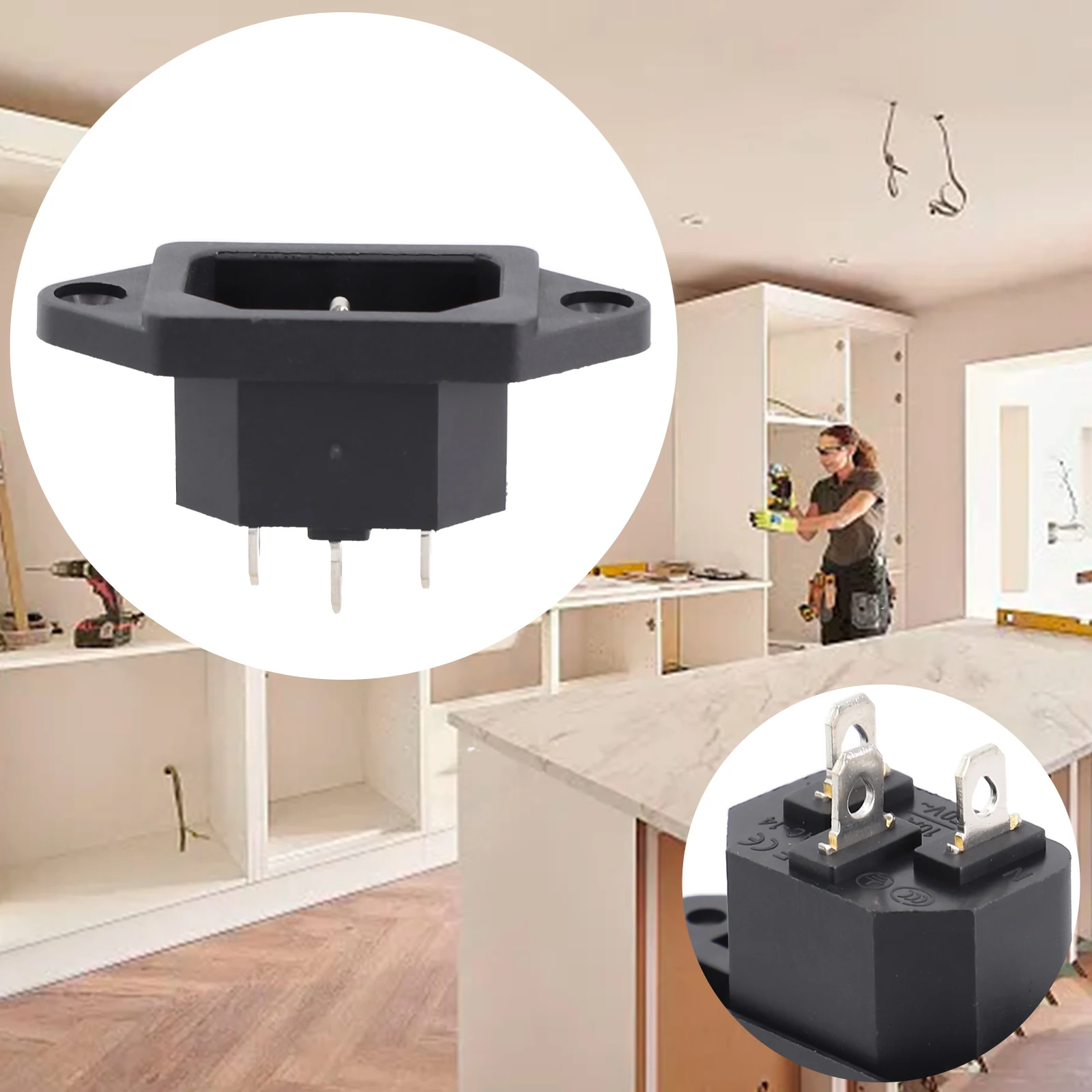 Power Connector Charging Builtin Socket 3 Pin AC04 Male Female with Battery Connector for Electrical Connections Rated 250V 10A