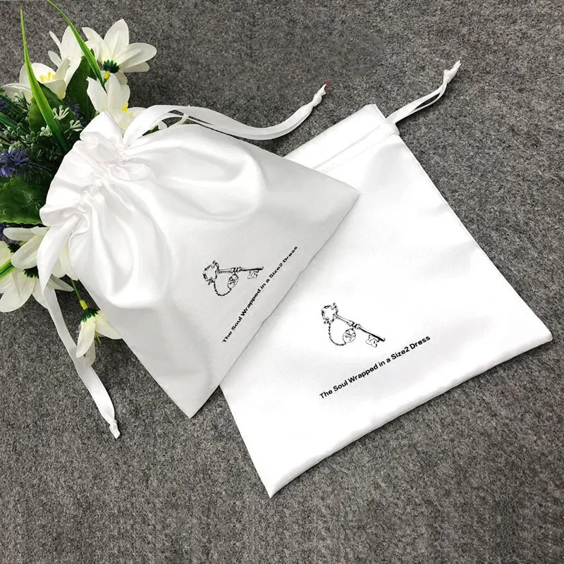 Satin Gift Bag Custom Logo Sachet for Jewelry Packaging Drawstring Pouch Makeup Party Bead Candy Luxury Reusable Silk Bag Print