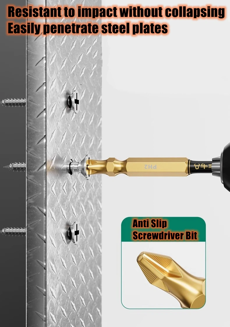 PH2 Magnetische Schraubendreher-Bits mit Magnetisierer, 25–150 mm, rutschfester Sechskantschaft, Schlagbohrer, mehrere Größen für verschiedene Szenarien – Detail 5