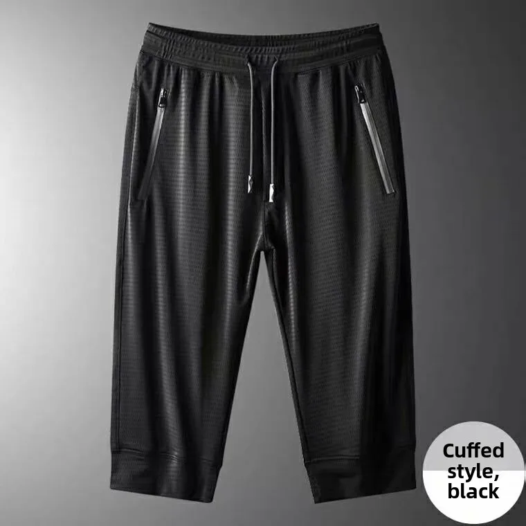 Cropped pants with leggings black