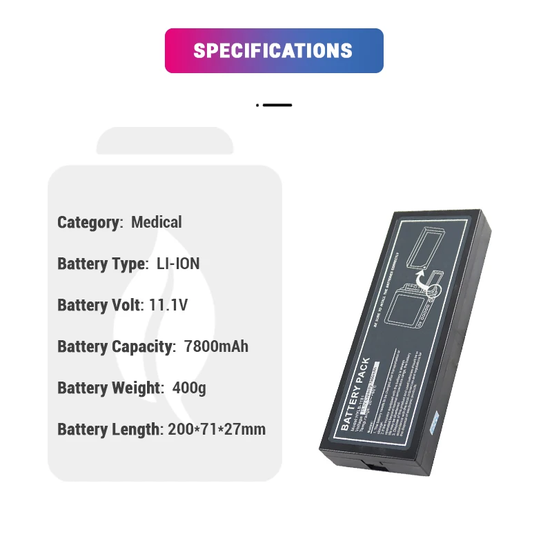 Li-ion 11.1V 7800mAh Replacement JW-Y3S-8 HYLB-1181 Lithium-ion Medical Ventil.ator Mon.itor Battery for Bo.ar.ay 5000D 5000C