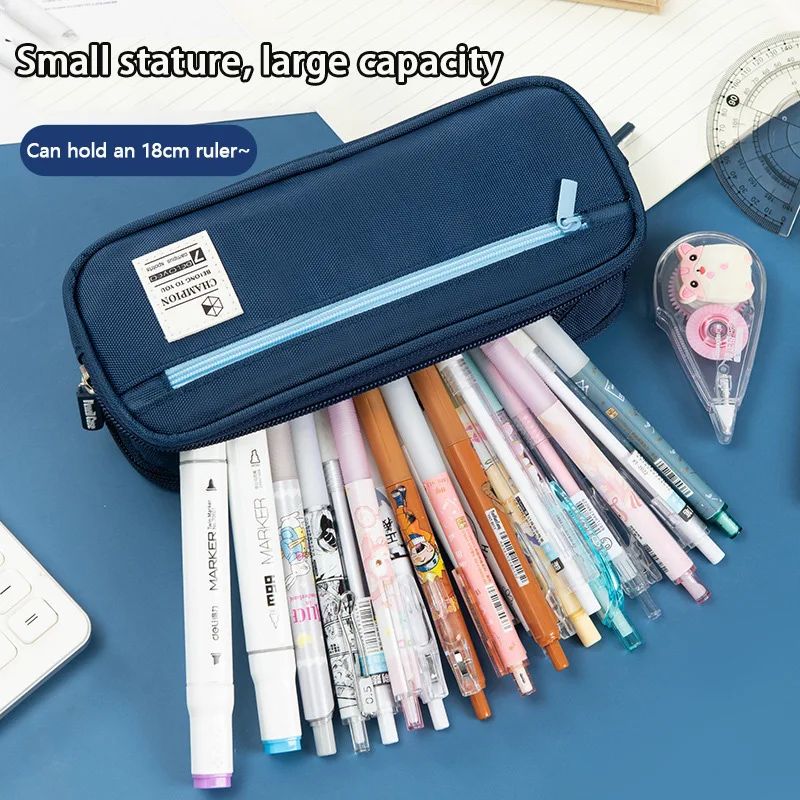 

CHEN LIN Simple Large Capacity Pencil Case Canvas Three layer Pen Bag for Middle School Students Stationery Storage Bag