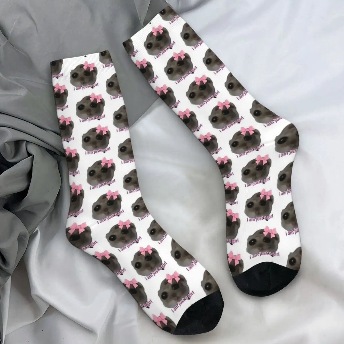 Cute Sad Hamster Stockings Women Men Funny Meme Socks Quality Fashion Socks Autumn Outdoor Sports Anti Skid Socks Birthday Gift