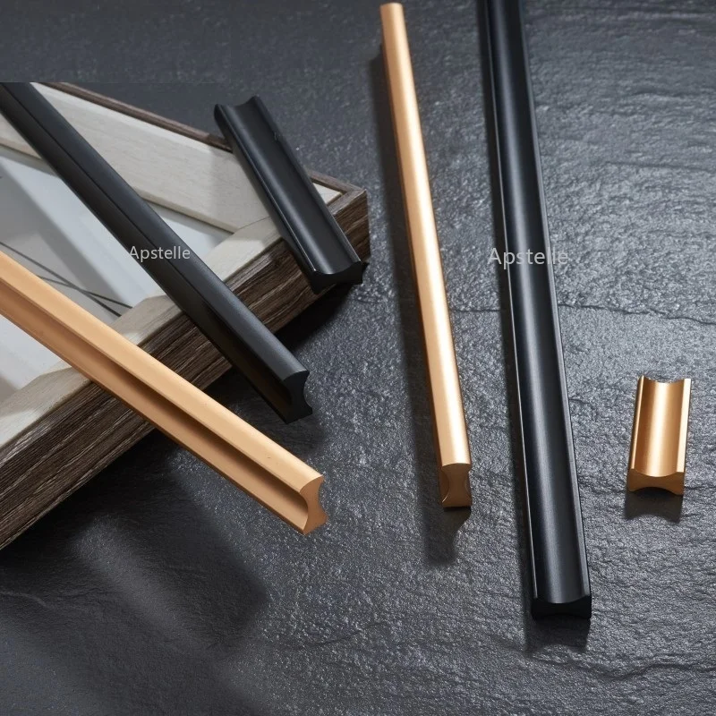 Wardrobe Closet Handle Silver Black Gold Cabinet Drawer Pull Cupboard Kitchen Hardware Modern Long Zinc Alloy Suitcase Knob