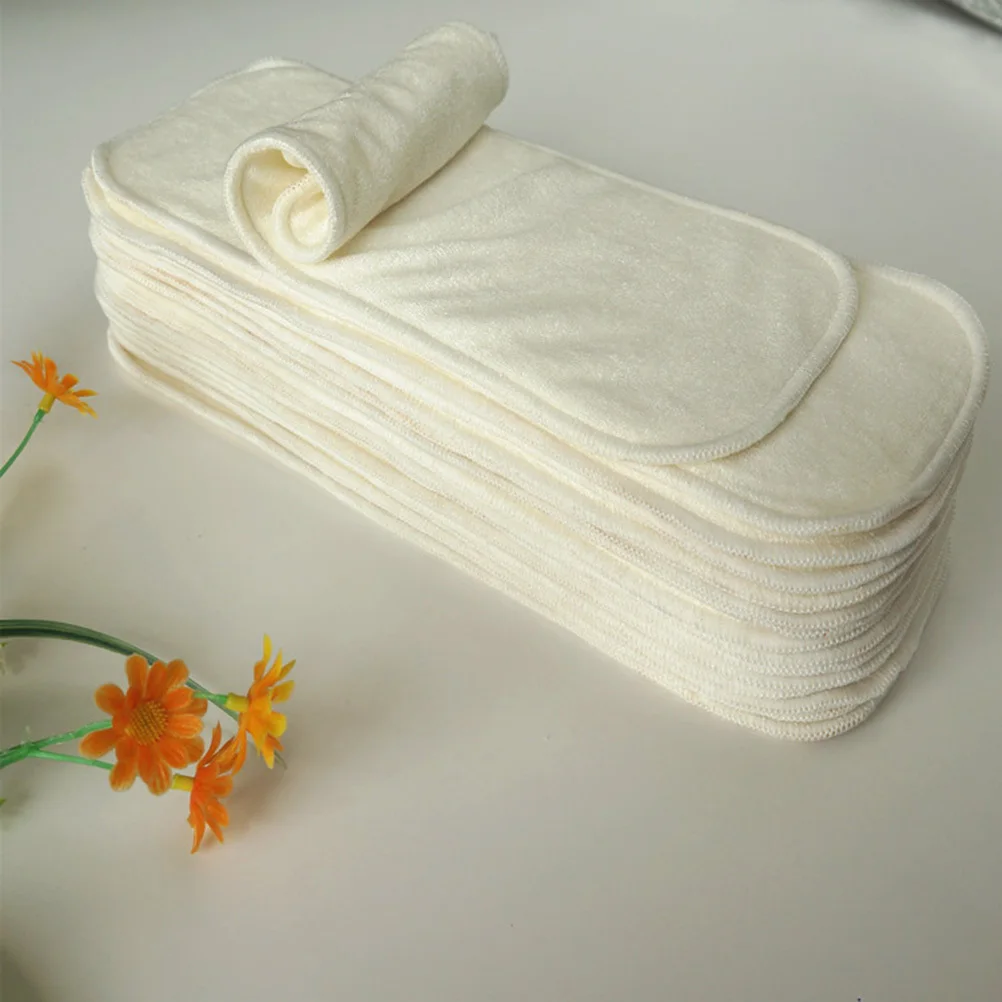 

6pcs Bamboo Charcoal Fiber Diapers 5-Layer Washable Reusable Inserts For Baby Cloth Diaper Liners Comfortable Breathable