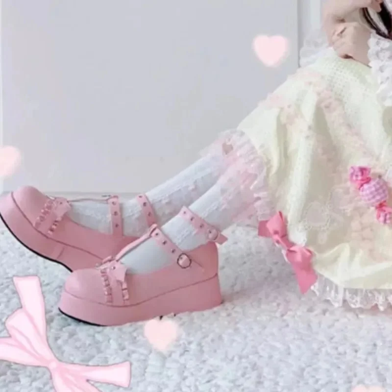 Scarpe da torta Y2K JK Spugna Giappone Kawaii Love StoryTransfer Landmine Series Scarpe da ragazza con suola spessa Scarpe da torta in spugna per sottocultura