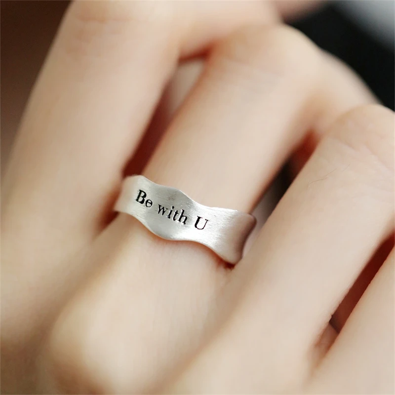 

WEDHOC 925 Sterling Silver Valentine's Day Gift Be With U Sweet Romantic Resizable Opening Ring For Women Luxury Jewelry Gift