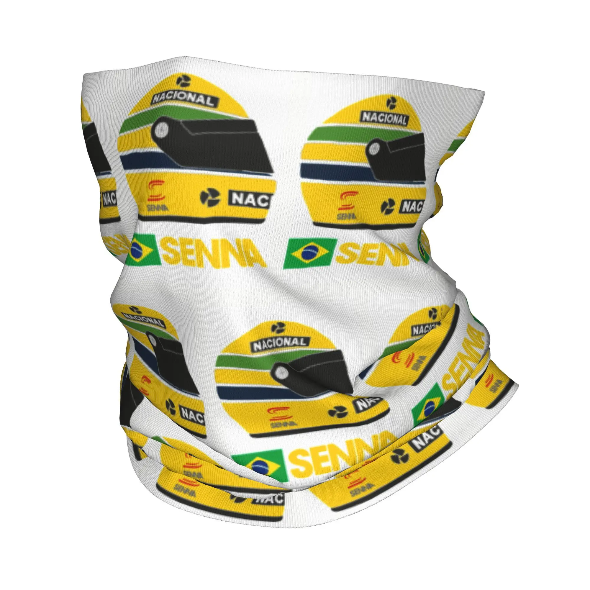 Custom New Senna Helmet Ayrton Senna Bandana Neck Warmer Women Men Winter Ski Tube Scarf Gaiter  Face Cover