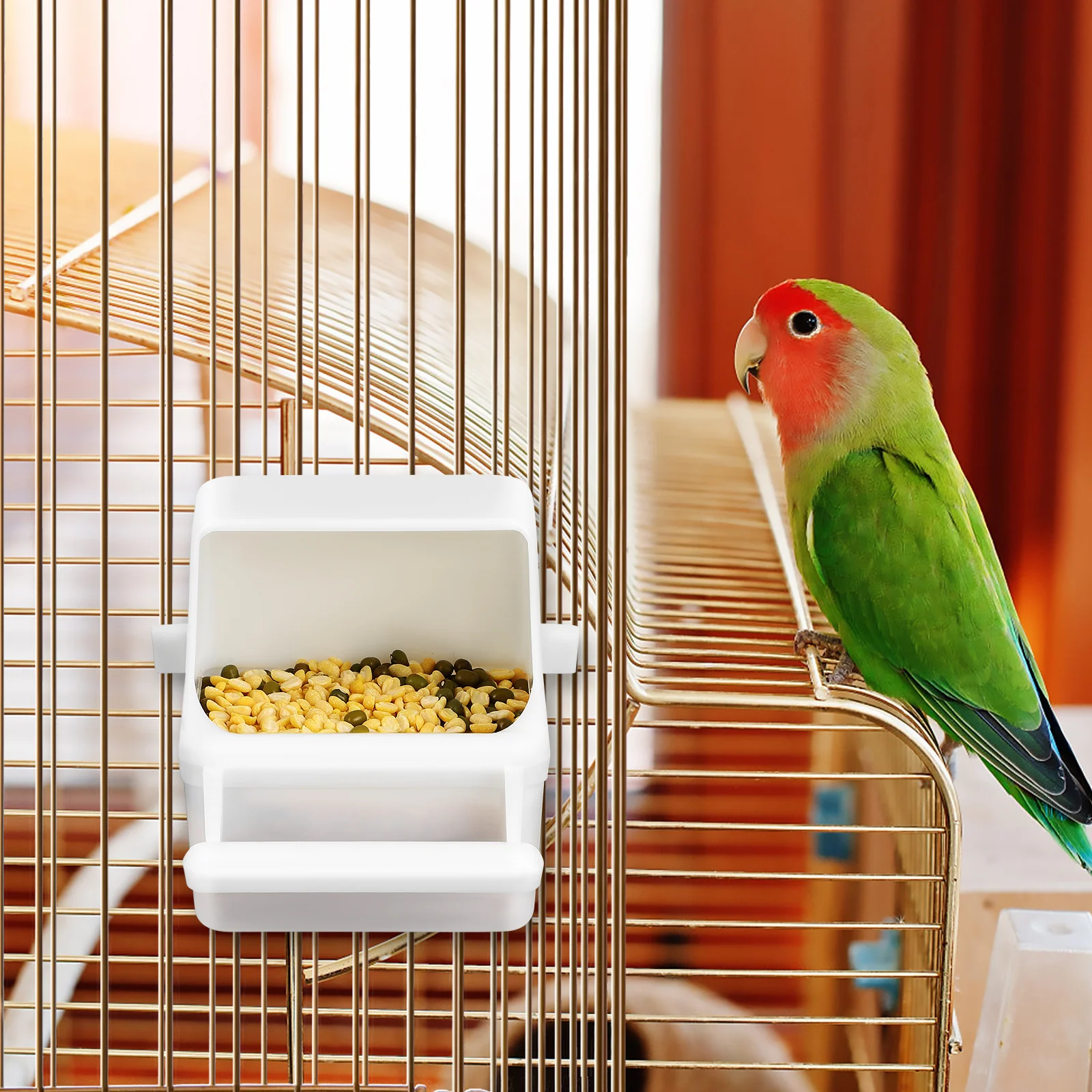 

2 Pcs Splash-proof Food Box Cage Feeder Bird Parrot for Plastic Feeding Transparent Container