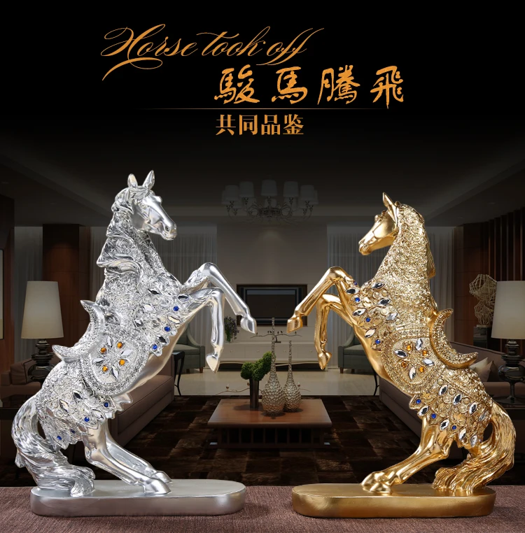 

37CM LARGE -TOP BUSINESS OFFICE EFFICACIOUS FENG SHUI TALISMAN PROTECTION MONEY DRAWING GOLD HORSE ART SCULPTURE STATUE