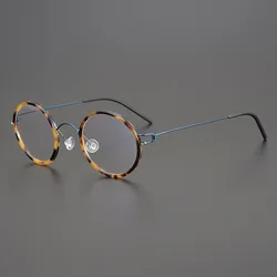 Denmark Titanium Glasses Frame Men Women Screwless Eyewear Ultralight Retro Round Eyeglasses Handmade Designer Korean Style