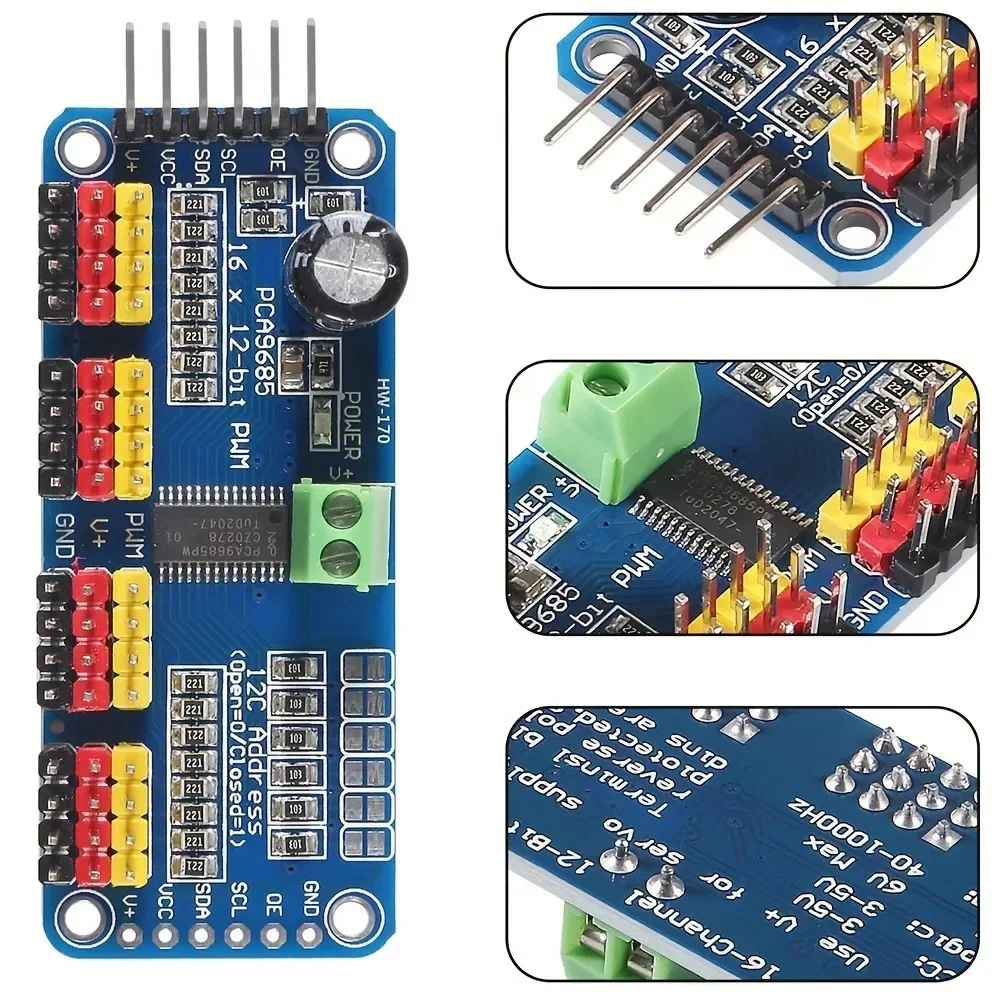 Picture 5: 1-2PCS PCA9685 Robot Controller IIC Interface 16 Channel 12-Bit PWM Servo Motor Driver Board for Arduino Robot/ Raspberry Pi