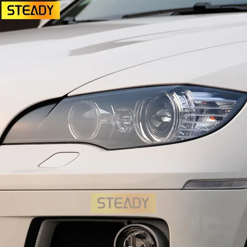 

2 Pcs M Performance Car Headlight Protective Film Transparent Smoked Black TPU Sticker For BMW X6 2008-2014 E71 M Accessories